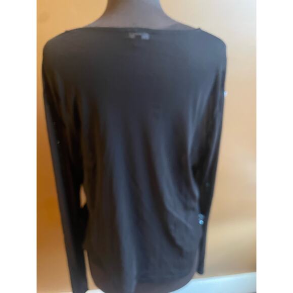 Women's Plus 3X Embellished Top Blouse Black Silver GUC Transparent - Picture 2 of 5